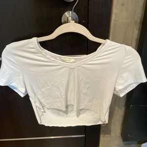 Olivia Rae white vneck crop shirt